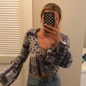Flowy bell sleeved crop top